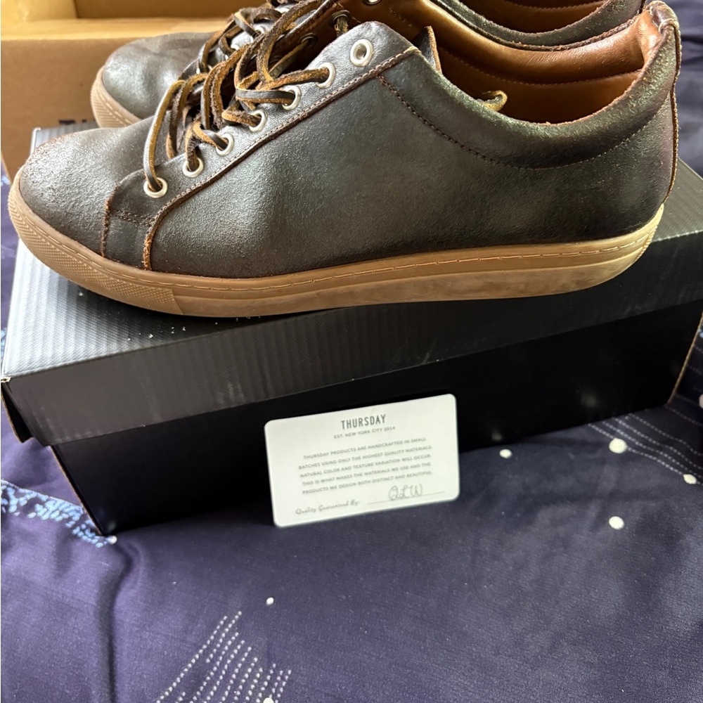 Thursday Boot Company Brown Leather Low-Top Sneakers